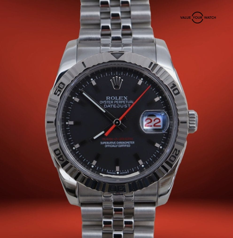 Rolex Datejust Turn-O-Graph 116264 Black Dial Jubilee Stainless Steel SERVICED!