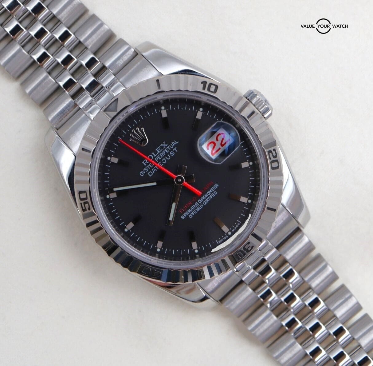 Rolex Datejust Turn-O-Graph 116264 Black Dial Jubilee Stainless