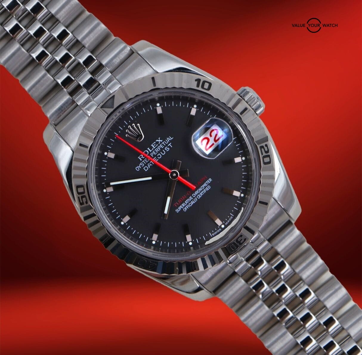 Rolex Datejust Turn-O-Graph 116264 Black Dial Jubilee Stainless