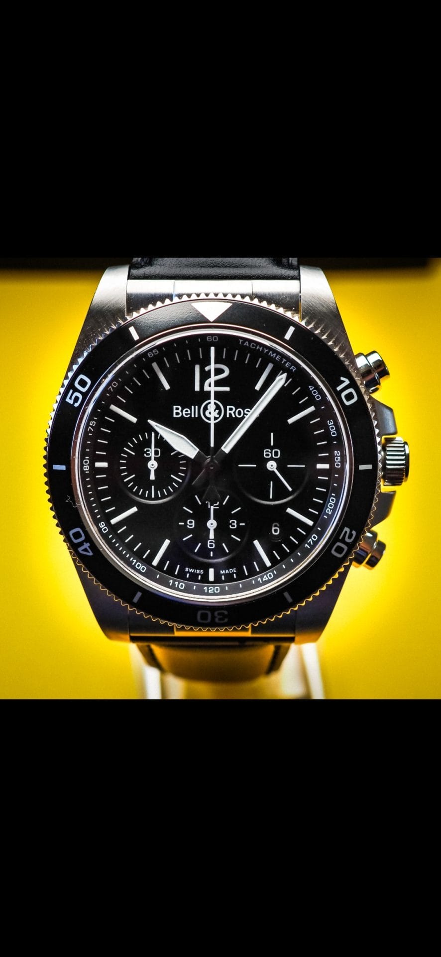 Bell and Ross BR V3-94 Vintage Chronograph Automatic Black Dial Men's Watch NEW!
