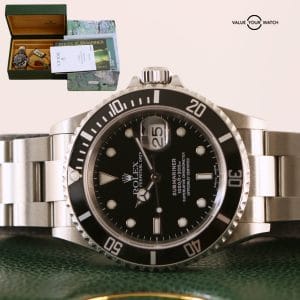 Rolex Submariner Date Full Box & Papers Steel Black dial 2003 Intl' Ship 16610 snF0