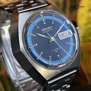 Vintage Seiko Automatic Day Date Watch 7006-7189 17j Blue Dial Estate Running