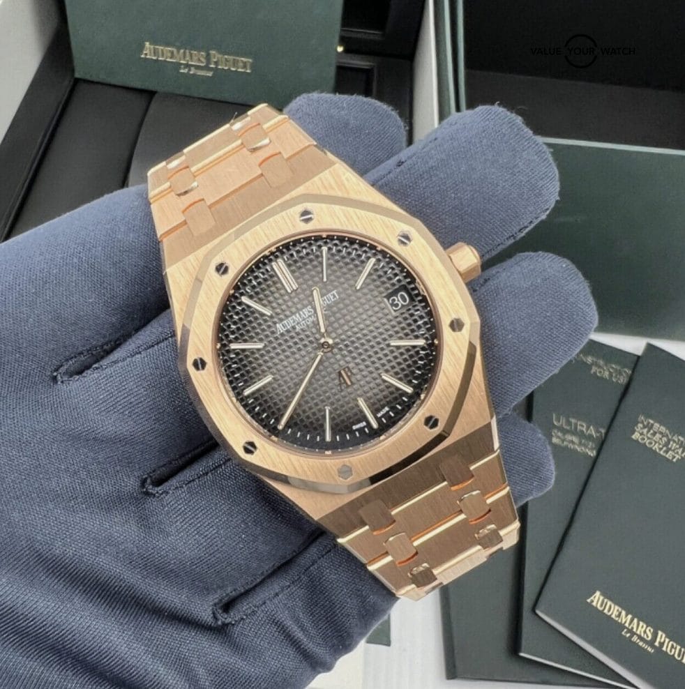 50th Anniversary Box Papers 18k Rose Gold Chocolate Brown Fume Smoke Dial PAPERS - Image 9