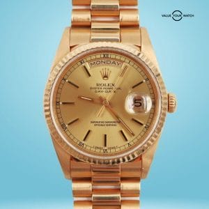1990 Rolex Day-Date President 18238 18K Yellow Gold Champagne Dial 36mm!