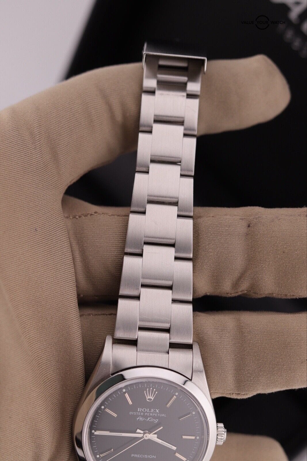 Rolex Air-King 14000m Oyster Bracelet with Black Dial — Watch + Box - Image 8