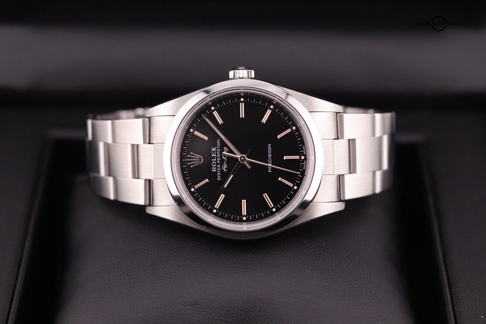 Rolex Air-King 14000m Oyster Bracelet with Black Dial — Watch + Box - Image 12