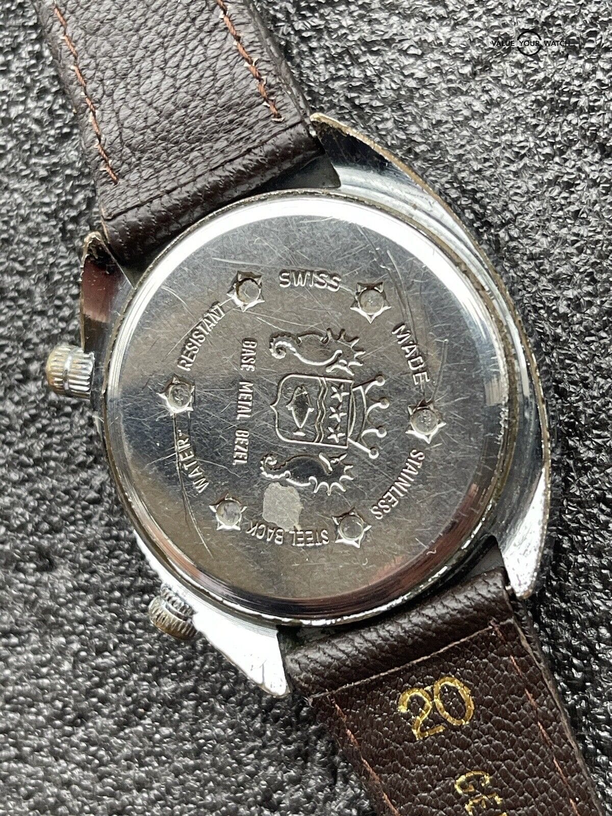 Vintage Sicura Signal Mechanical Alarm Watch Rare Brown Dial Runs Estate Sale - Image 3