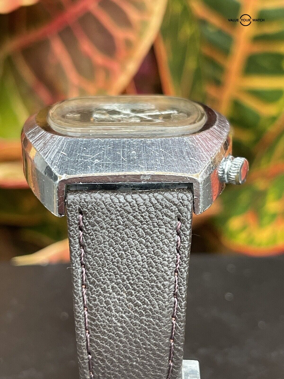 Vintage Sicura Signal Mechanical Alarm Watch Rare Brown Dial Runs Estate Sale - Image 8