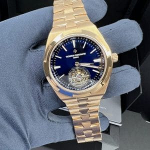 2022 Mint Vacheron Constantin Complete Blue Dial Rose Gold Overseas Tourbillon