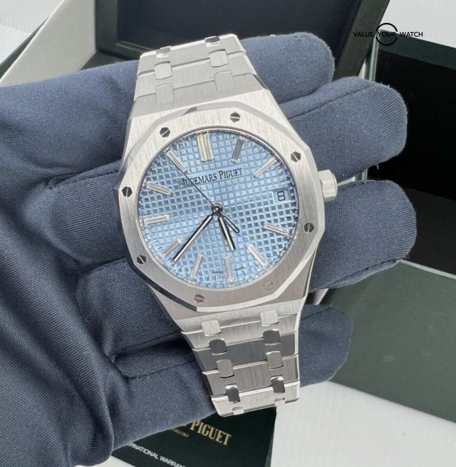 Ltd 100 Pieces Ice Blue Baguette Dial Audemars Piguet AP Royal Oak White Gold 41