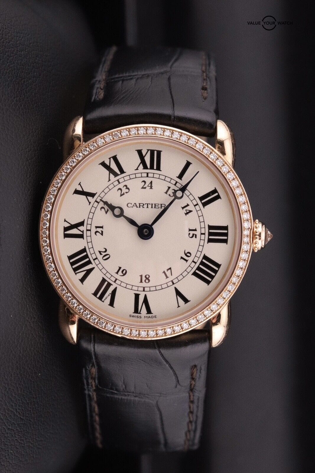 Cartier Ronde Louis 29mm 18K Rose Gold Cream Dial Diamond Ladies Watch WR000351 - Image 3