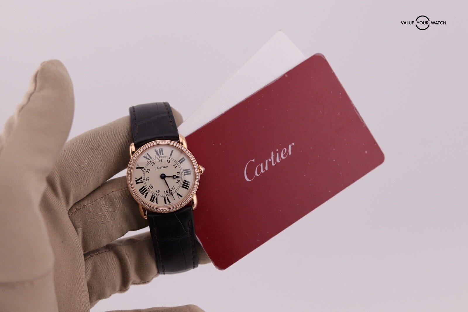 Cartier Ronde Louis 29mm 18K Rose Gold Cream Dial Diamond Ladies Watch WR000351 - Image 4