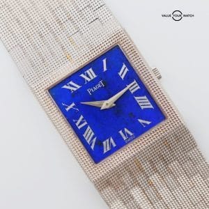 Vintage Piaget 9131 18K White Gold Manual Wind Blue Lapis Dial 27mm!