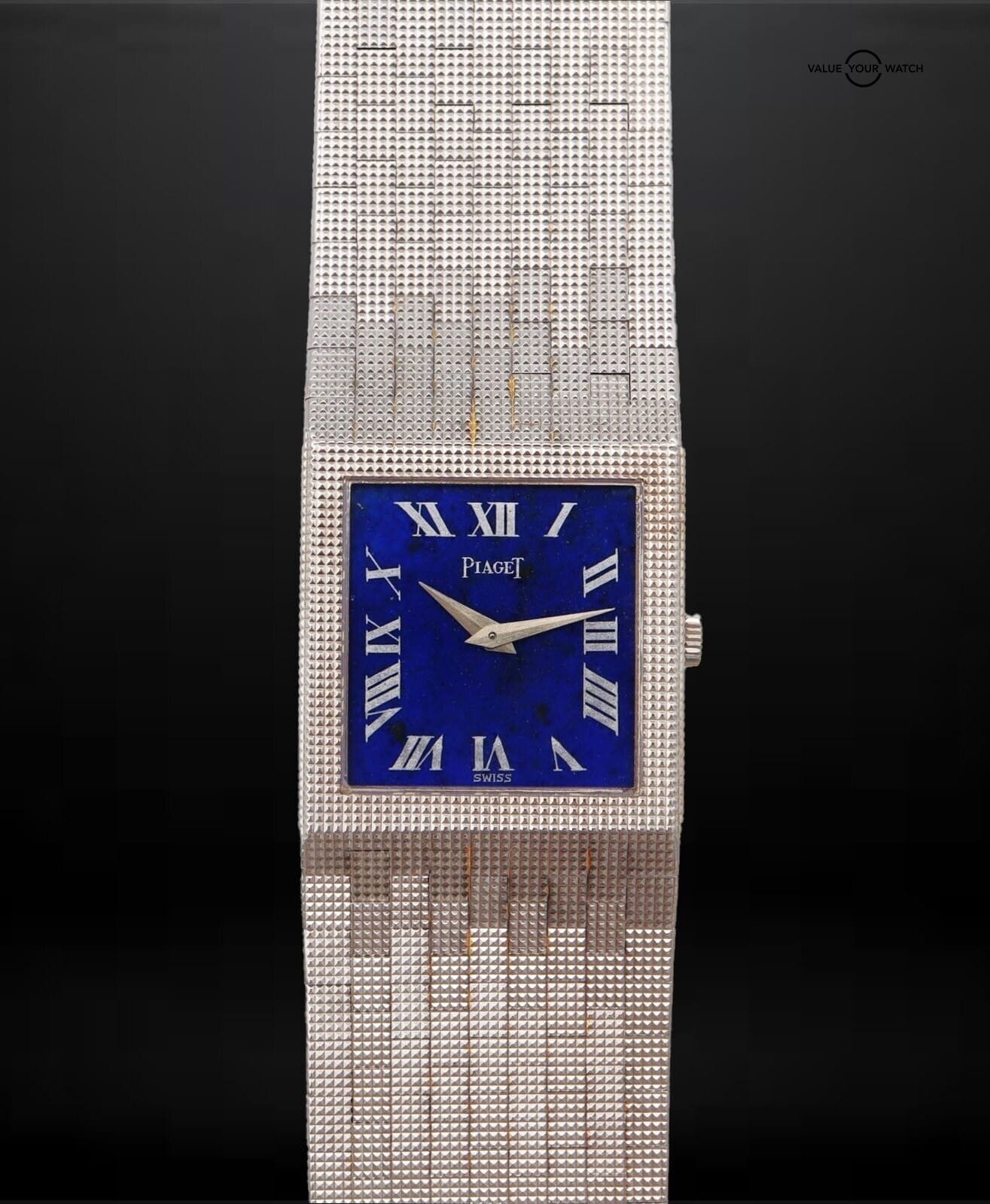 Vintage Piaget 9131 18K White Gold Manual Wind Blue Lapis Dial 27mm! - Image 3