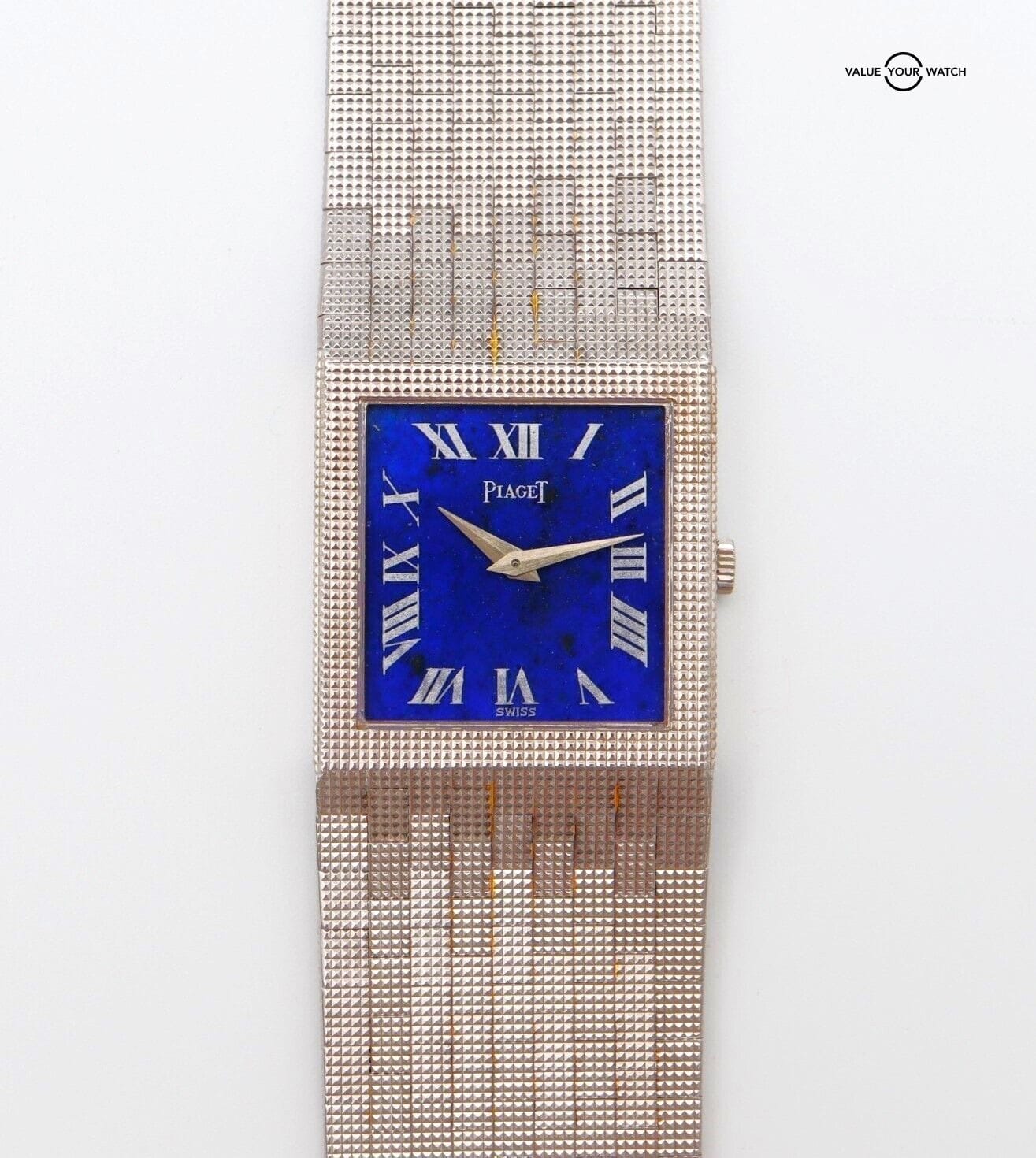 Vintage Piaget 9131 18K White Gold Manual Wind Blue Lapis Dial