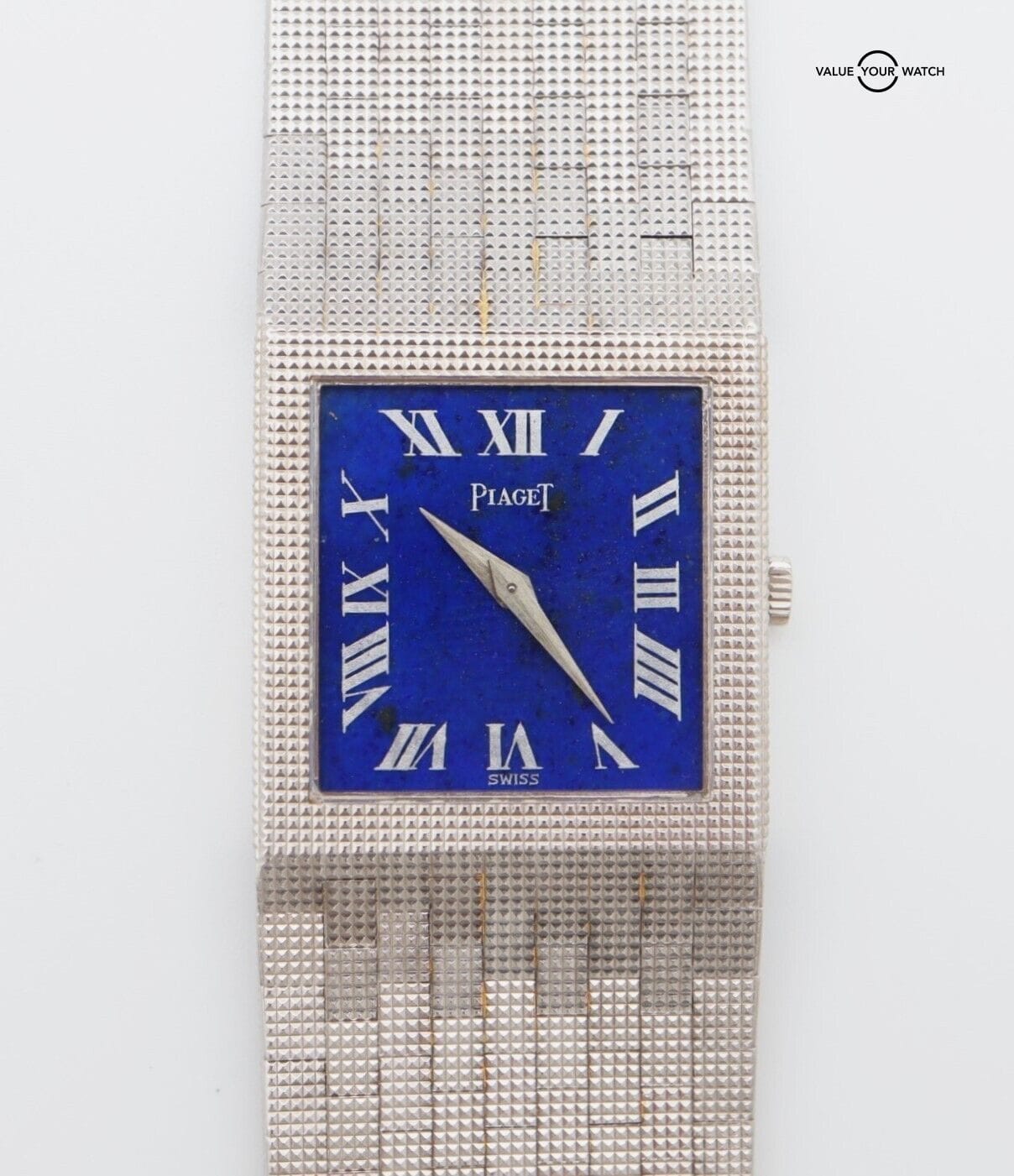 Vintage Piaget 9131 18K White Gold Manual Wind Blue Lapis Dial 27mm! - Image 6