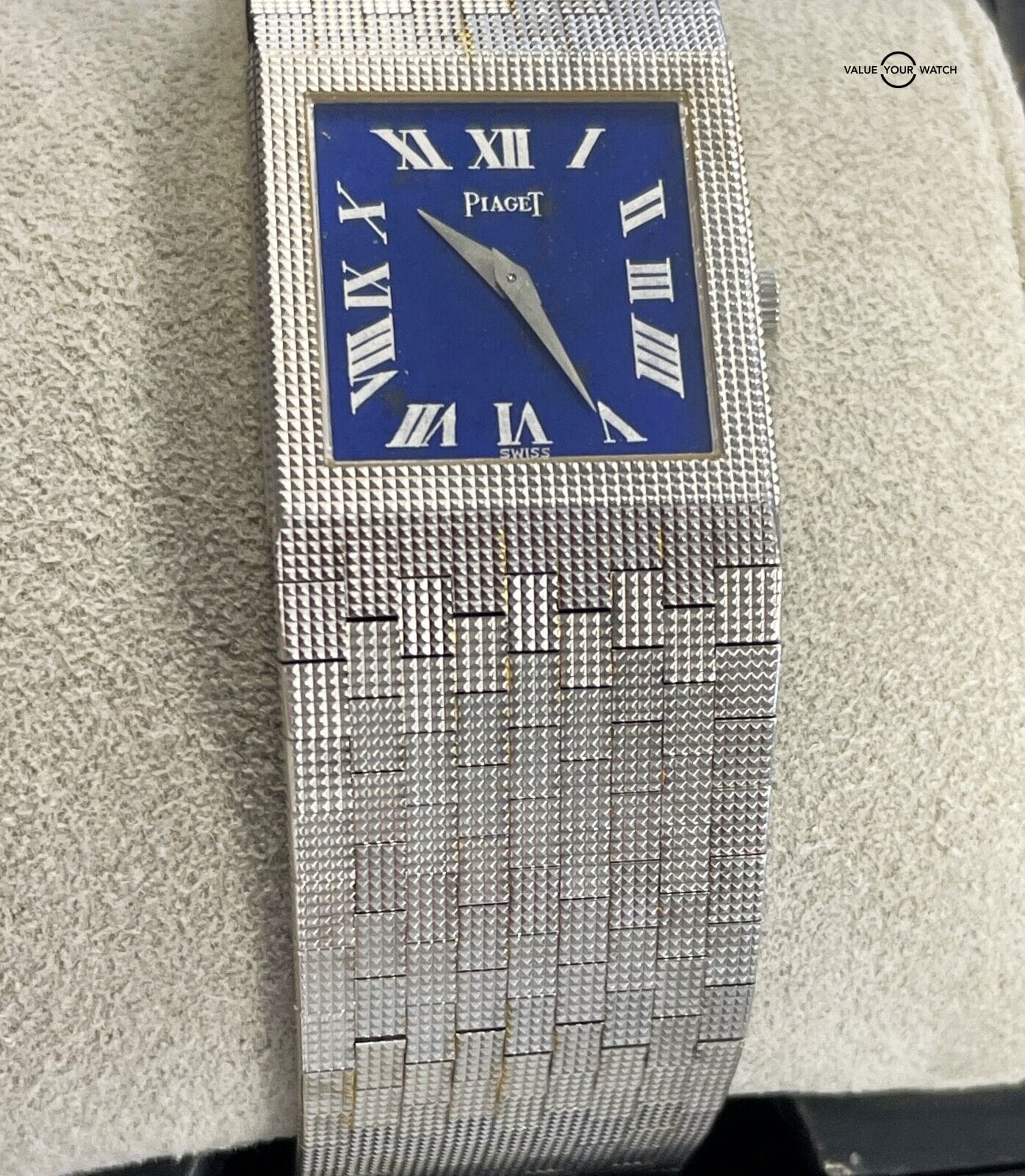 Vintage Piaget 9131 18K White Gold Manual Wind Blue Lapis Dial 27mm! - Image 13