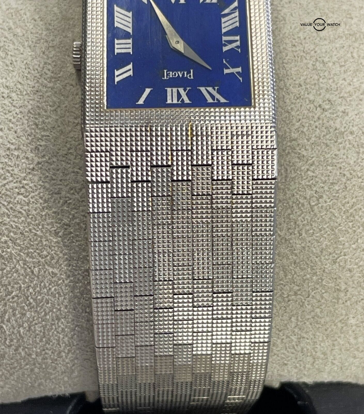 Vintage Piaget 9131 18K White Gold Manual Wind Blue Lapis Dial 27mm! - Image 14