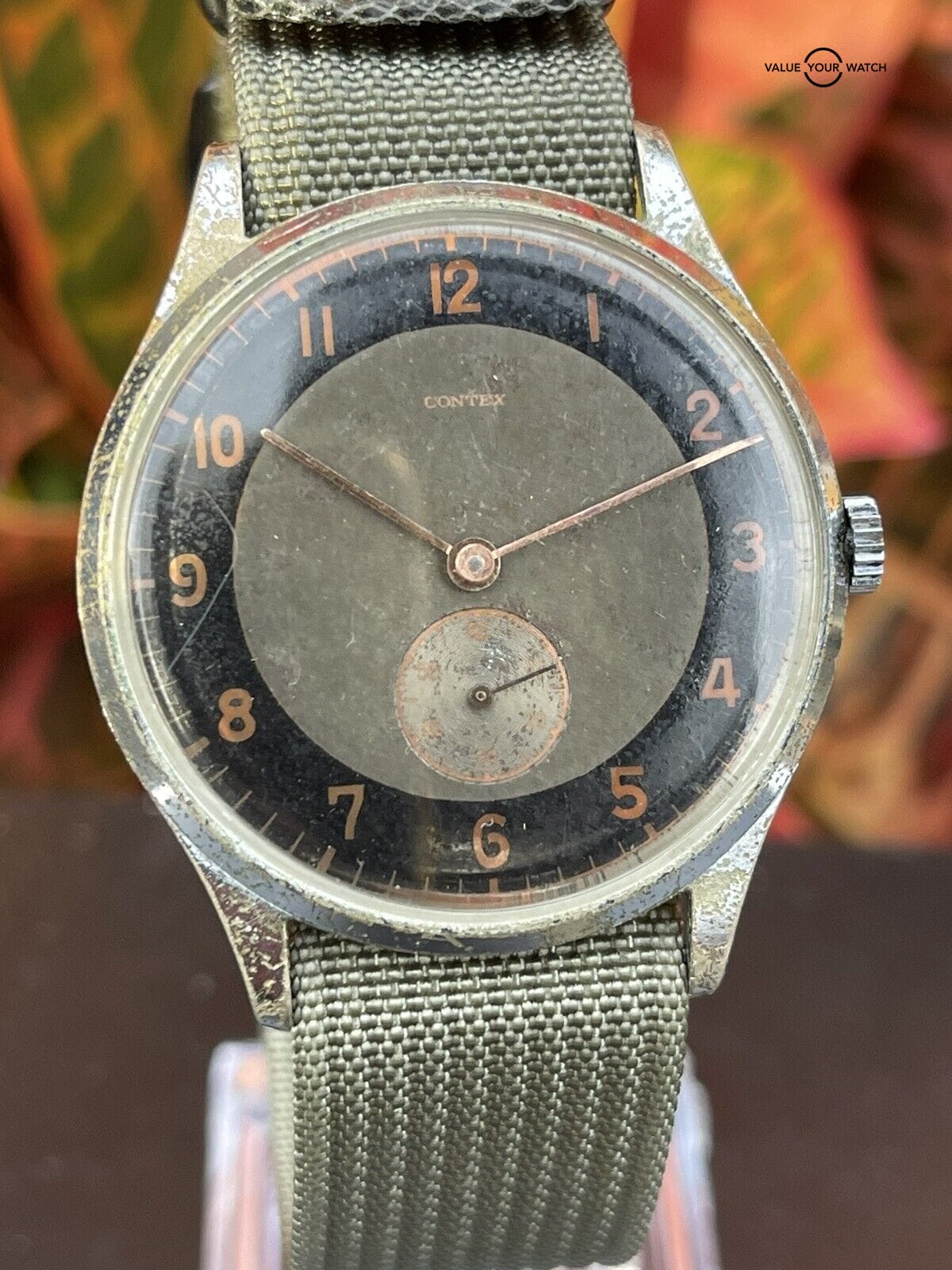 Contex Military Pilot Wrist Watch 38mm Jumbo Black Dial Mechanical Runs Estate