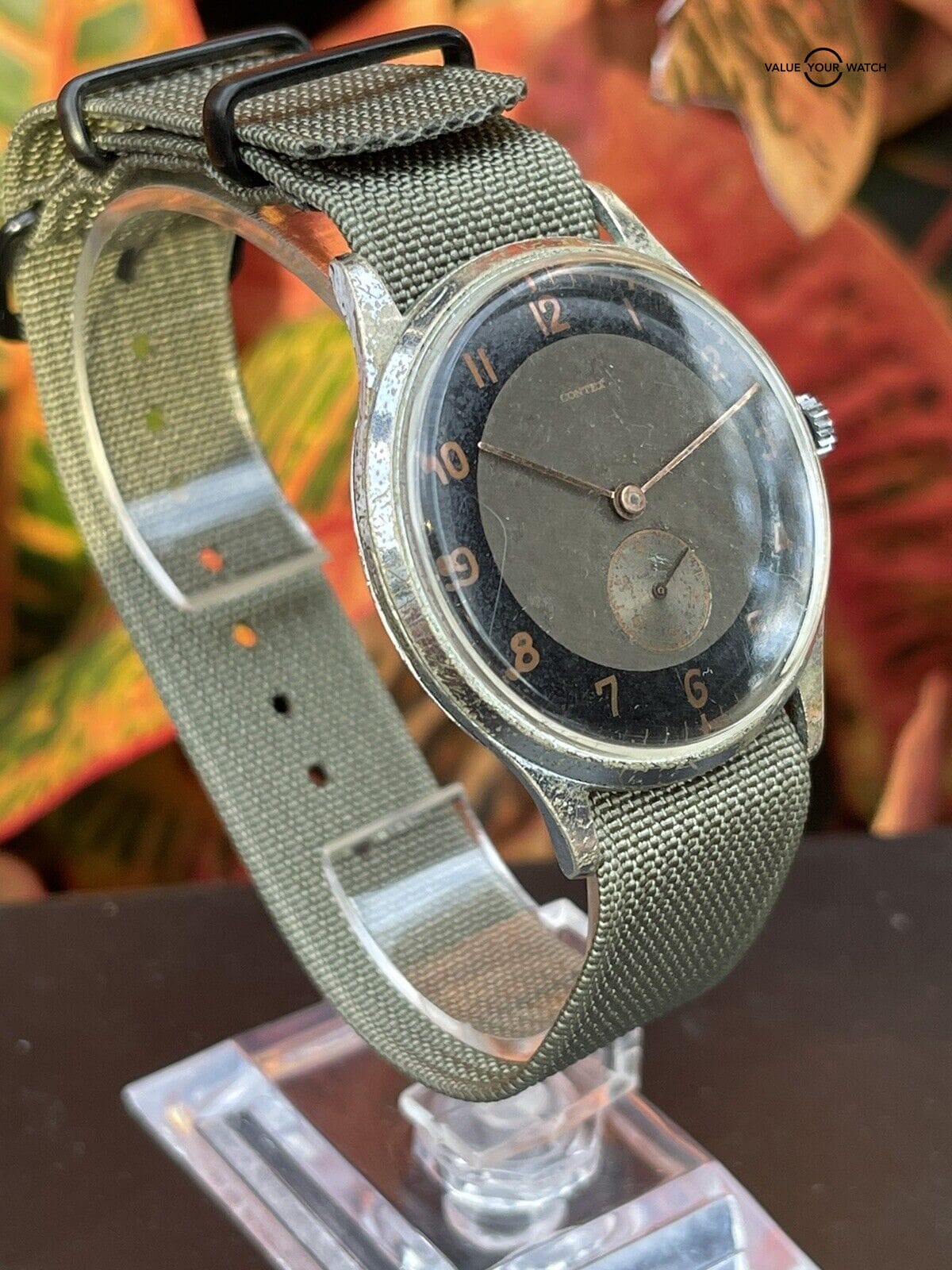 Contex Military Pilot Wrist Watch 38mm Jumbo Black Dial Mechanical Runs Estate - Image 3