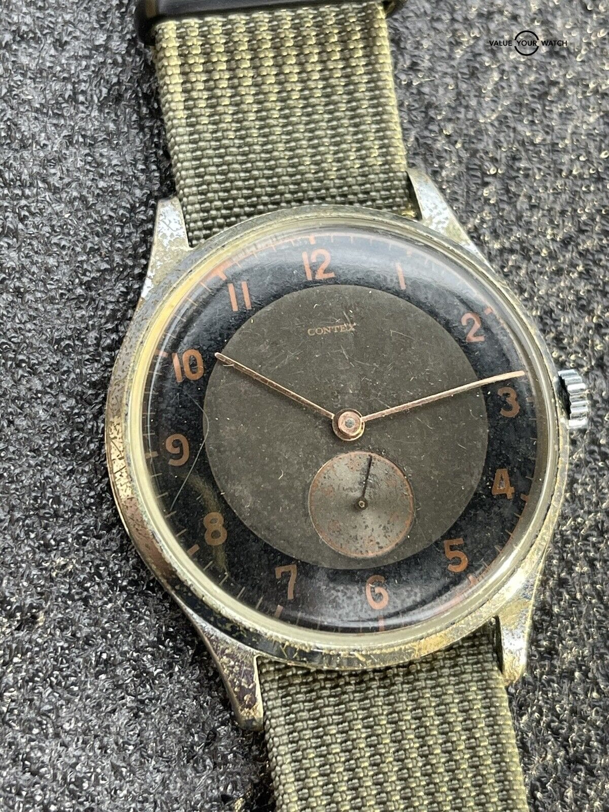 Contex Military Pilot Wrist Watch 38mm Jumbo Black Dial Mechanical Runs Estate - Image 7