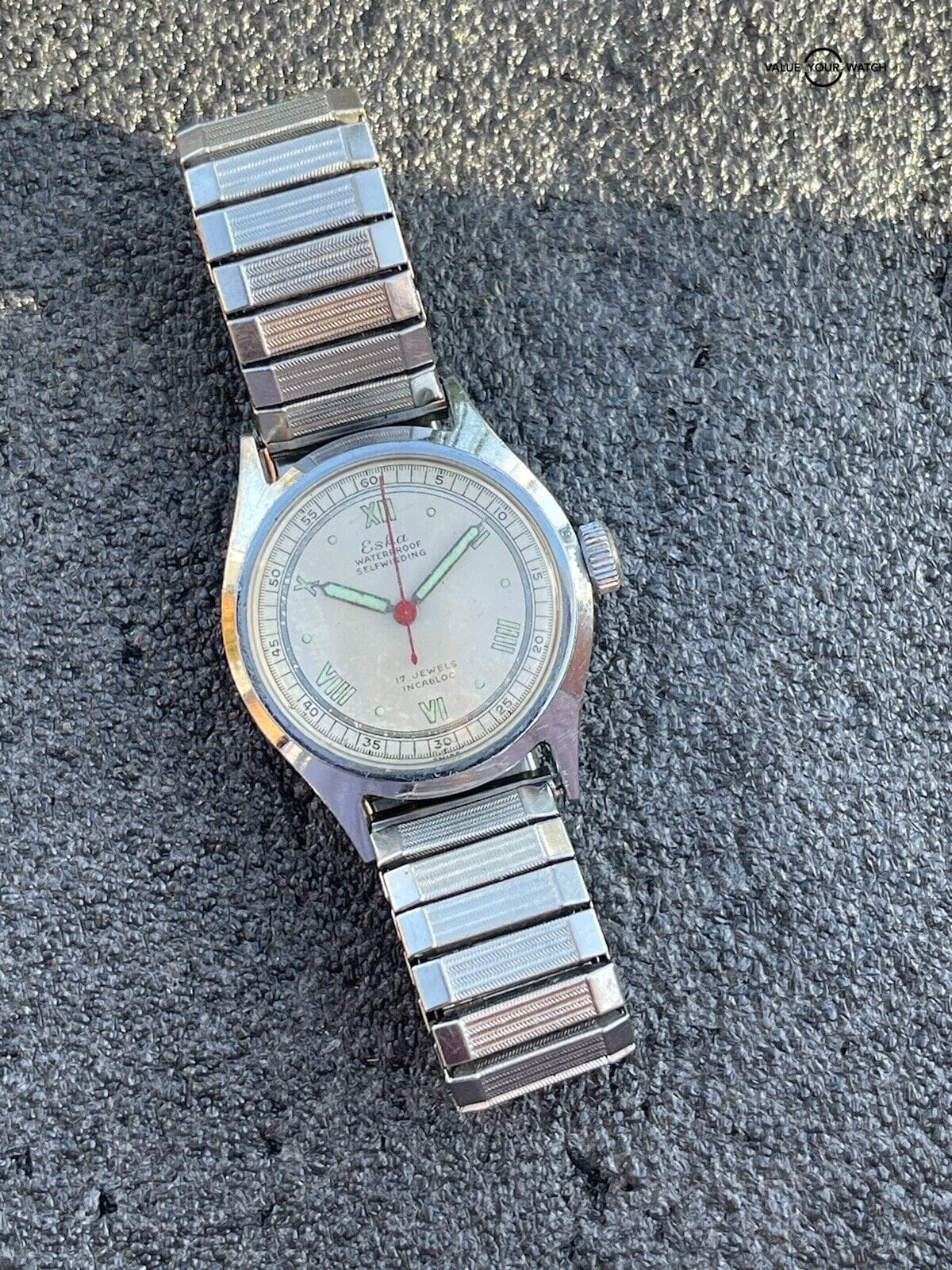 Vintage Eska 17 Jewels Self-Wind Bumper Auto Military Field Watch Estate Sale - Image 13