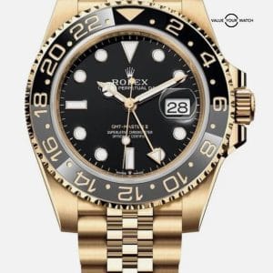 2024 Unworn Rolex GMT-Master II 18kt YG Jubilee Black&Grey Ceramic 126718GRNR