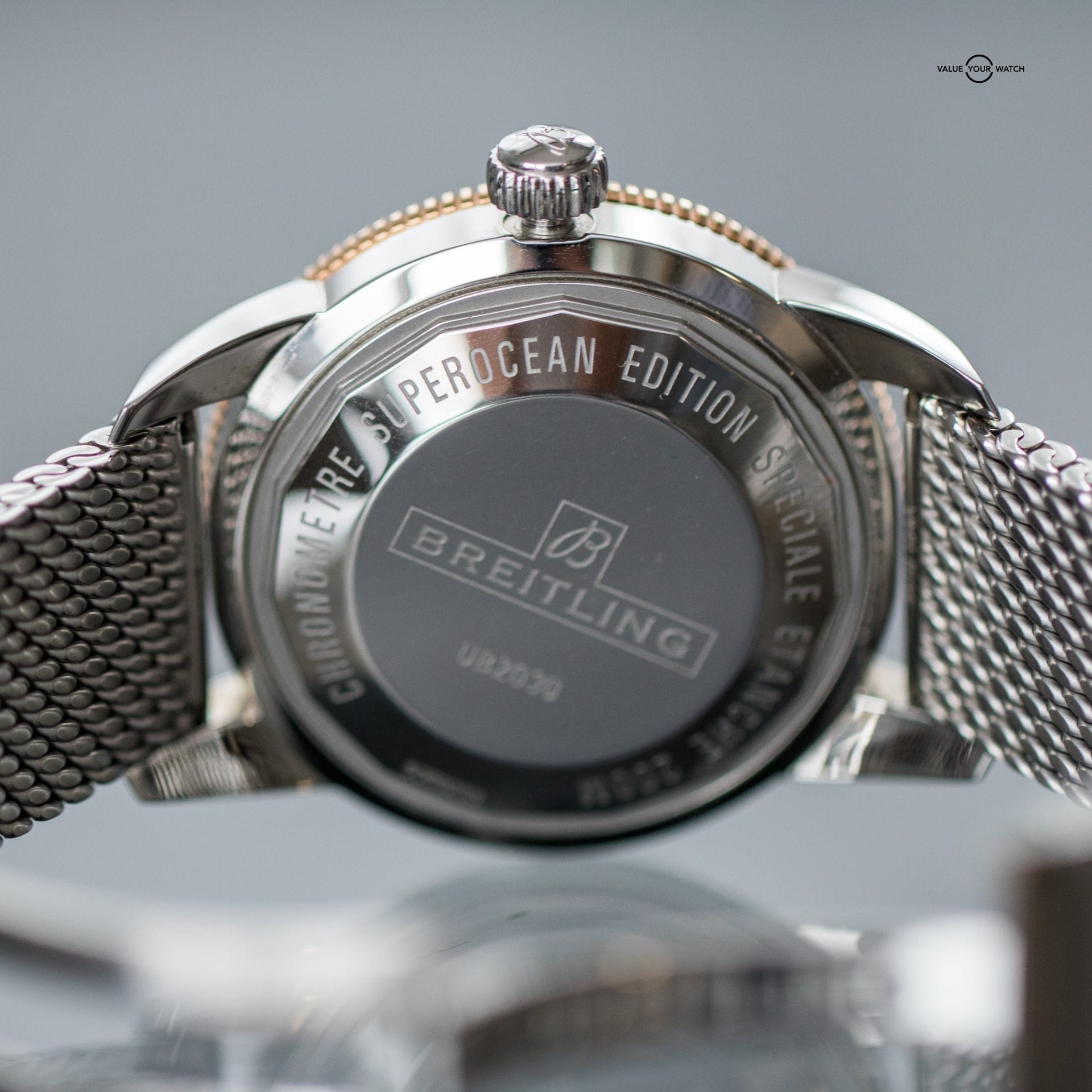 Breitling Superocean Heritage ll B20 44mm Gold Bezel Black Dial, Mesh Bracelet - Image 11