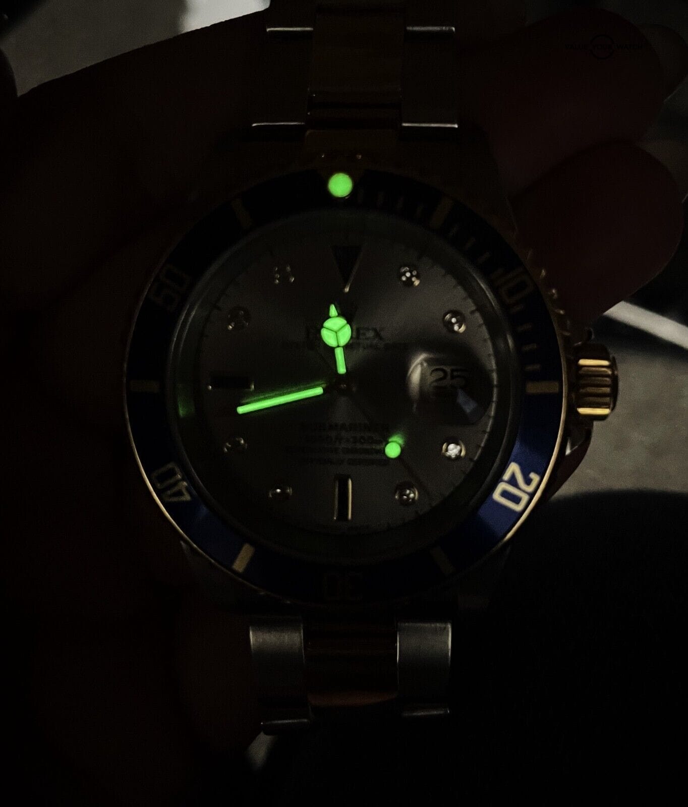 2006 Rolex Submariner 16613 Slate Serti Dial 18K Yellow Gold and SS BOXES/PAPERS - Image 15