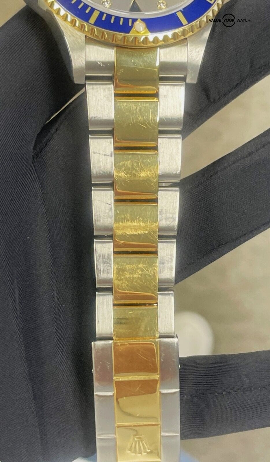 2006 Rolex Submariner 16613 Slate Serti Dial 18K Yellow Gold and SS BOXES/PAPERS - Image 4