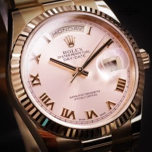 Rolex Day Date 36 Rose Gold Pink Roman Dial President Bracelet 118235 BOX PAPERS