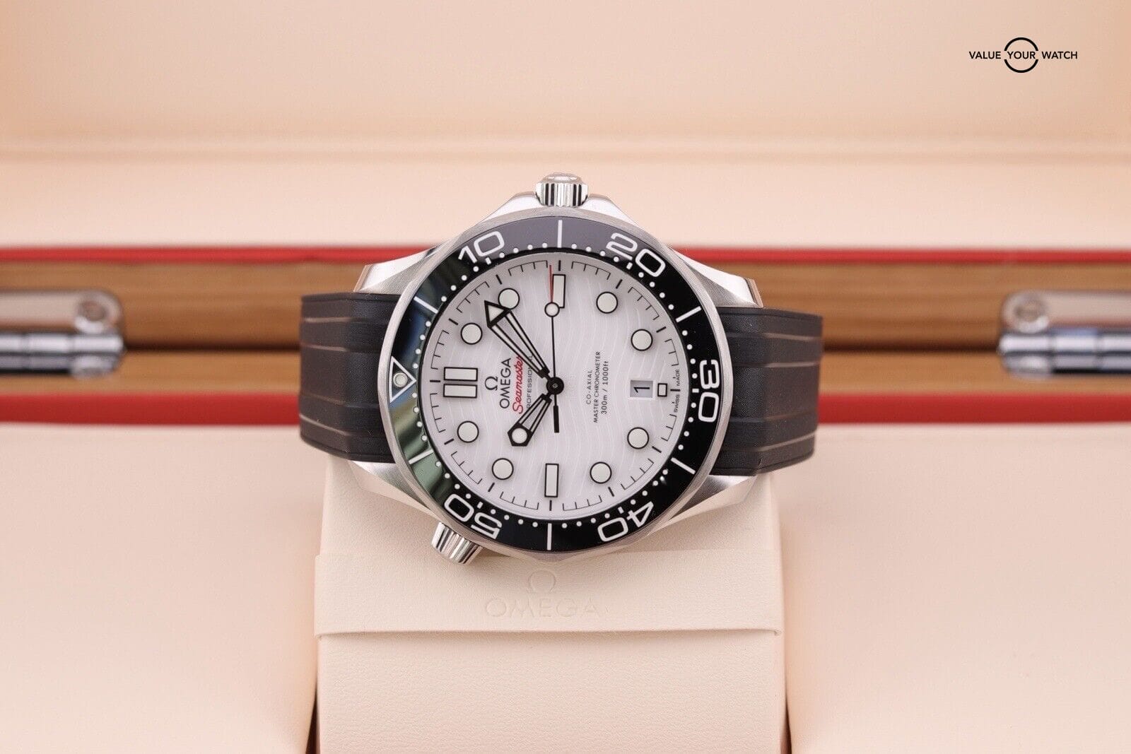 Omega Seamaster 42mm White Wave Dial Men's Watch 210.32.42.20.04.001 B&P