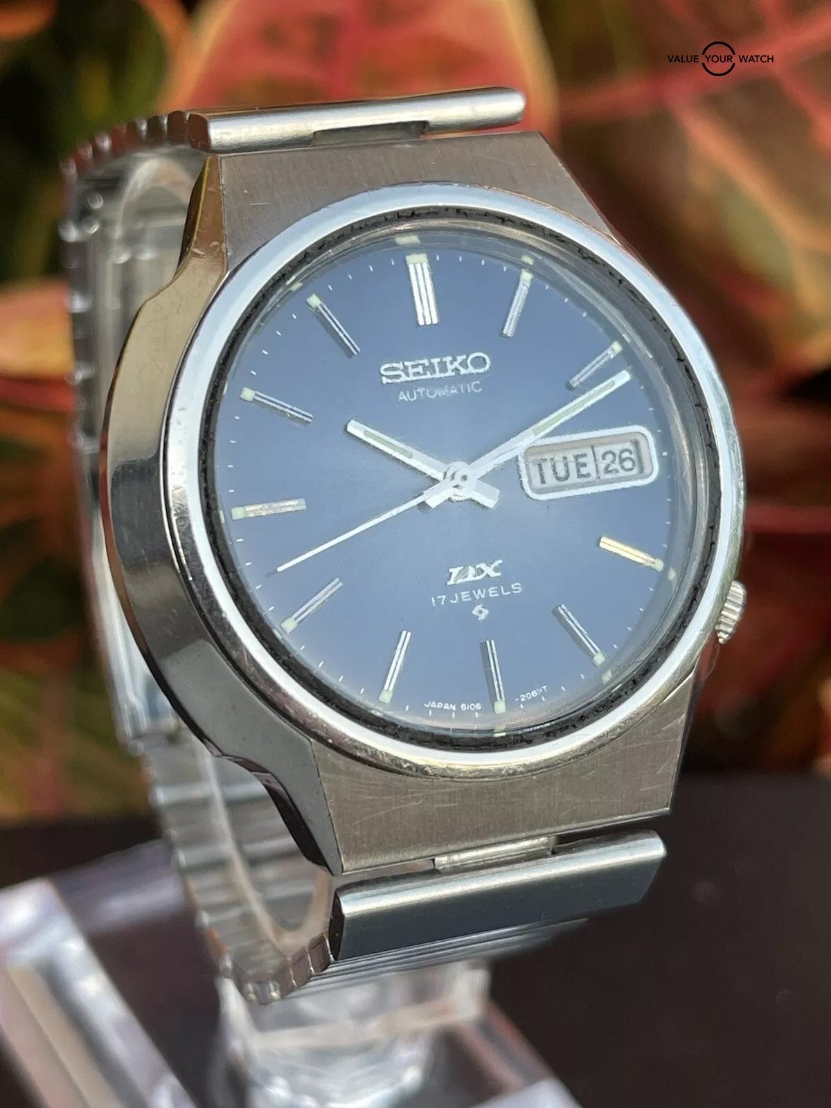 Vintage Seiko DX Automatic Watch Day Date 6106 7759 Blue Dial Estate Sale Runs Value Your Watch