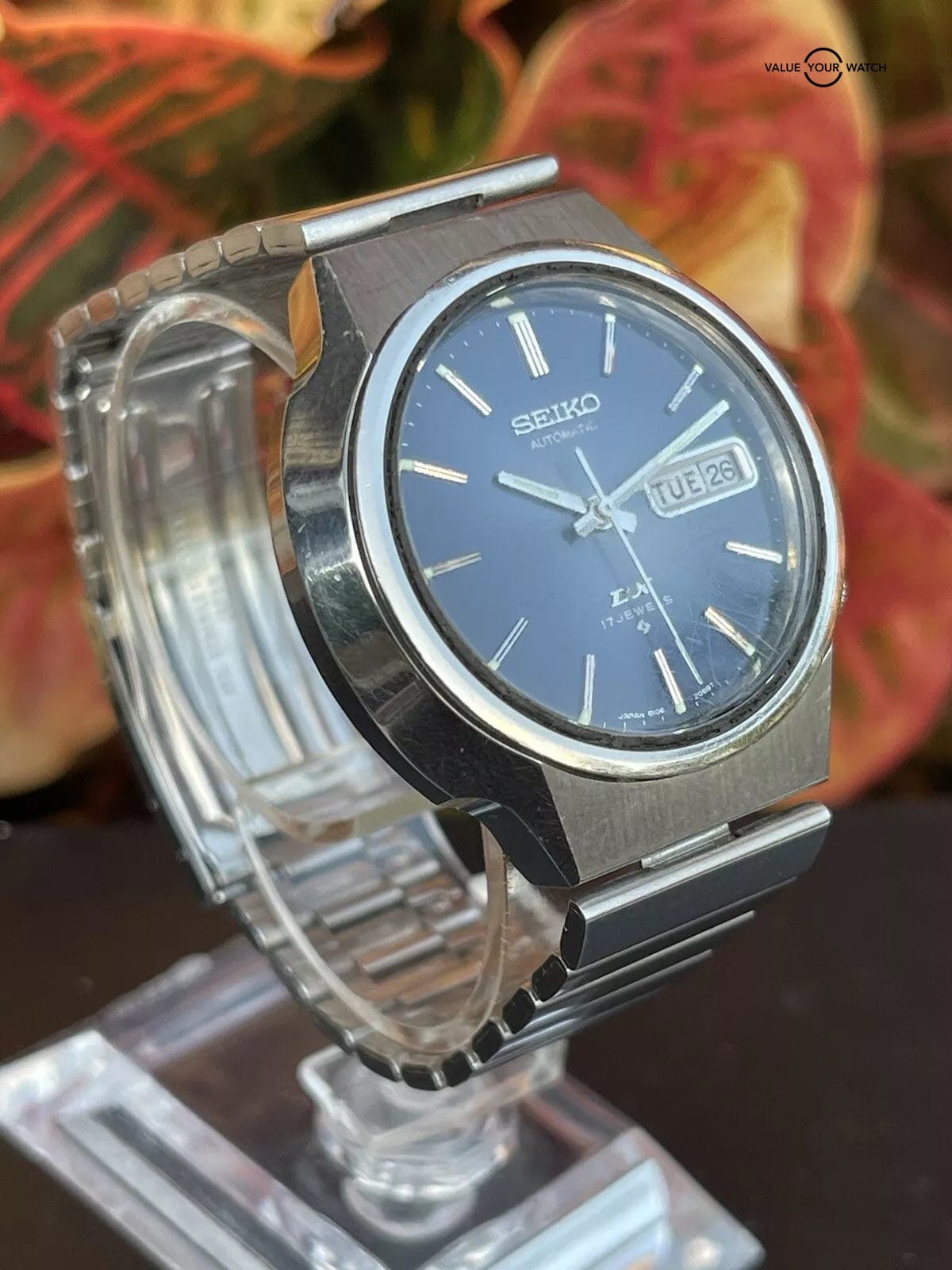 Vintage Seiko DX Automatic Watch Day Date 6106-7759 Blue Dial Estate Sale Runs - Image 3