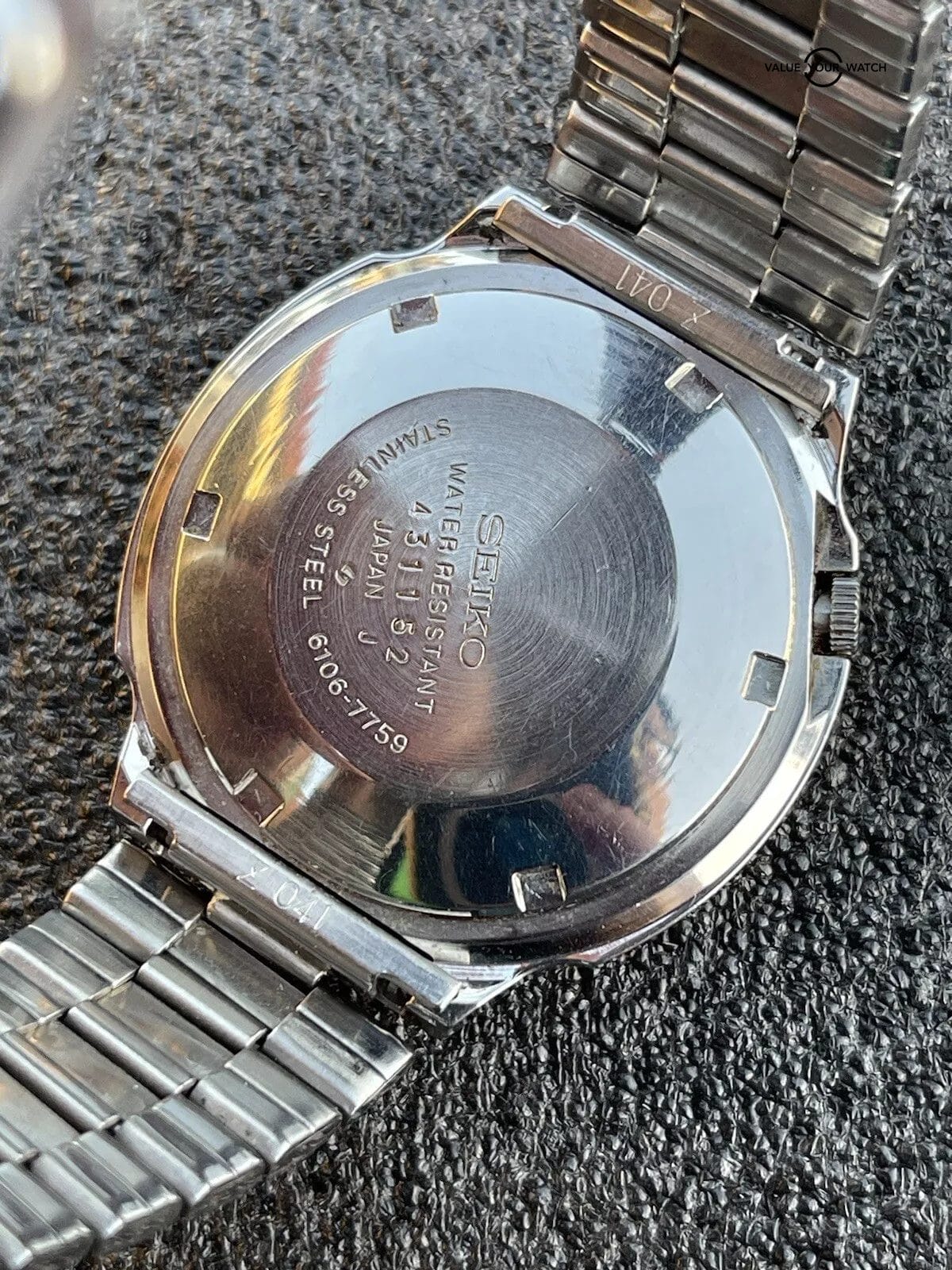 Vintage Seiko DX Automatic Watch Day Date 6106-7759 Blue Dial Estate Sale Runs - Image 7