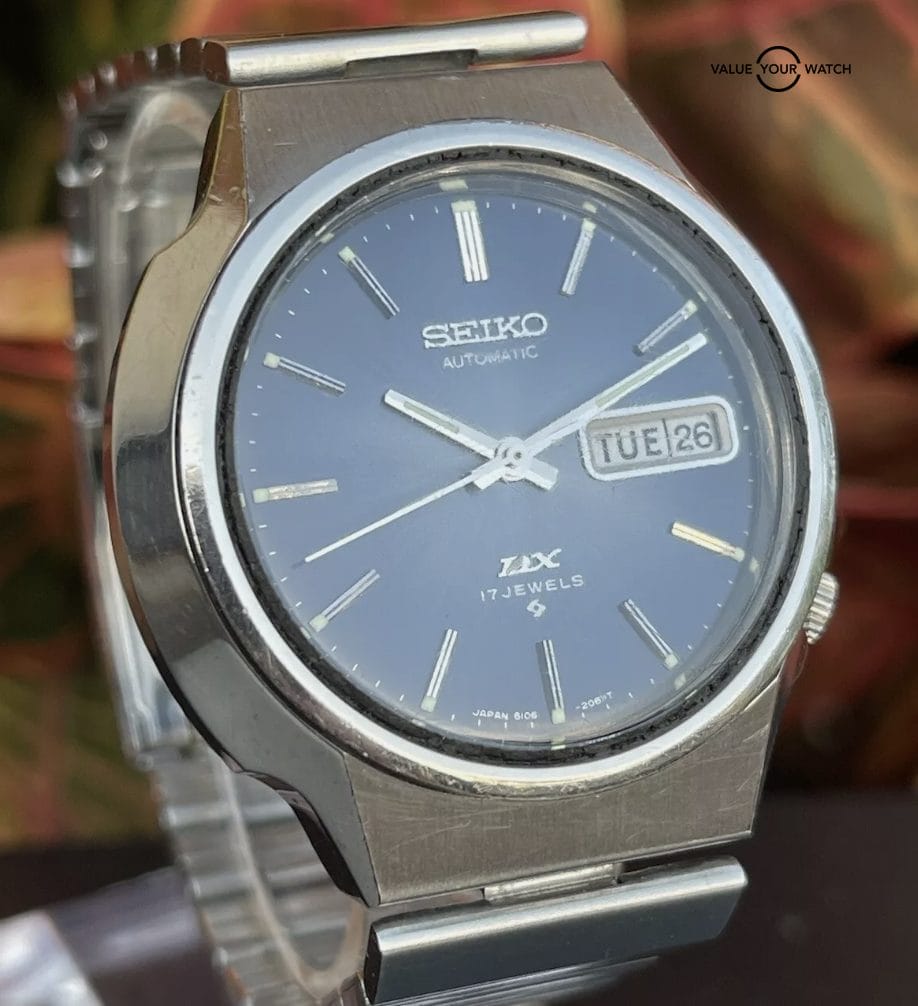 Vintage Seiko DX Automatic Watch Day Date 6106-7759 Blue Dial Estate Sale Runs - Image 16