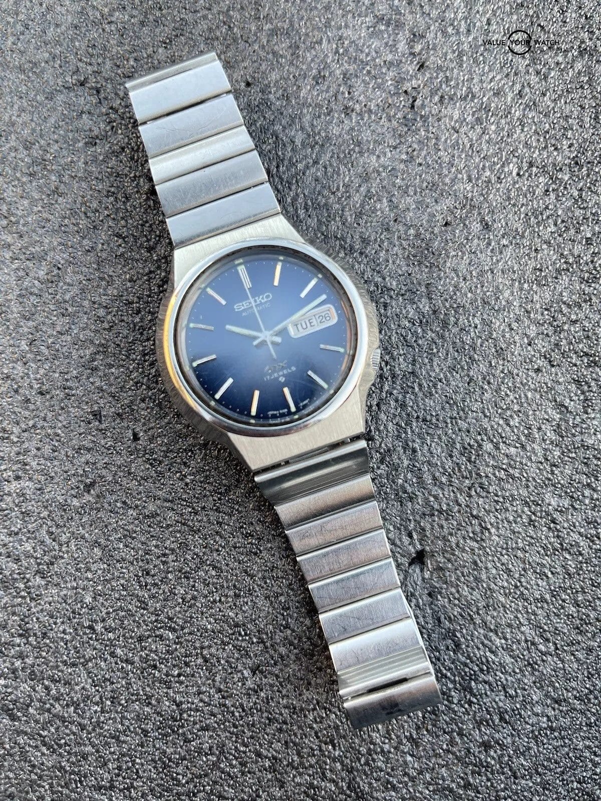 Vintage Seiko DX Automatic Watch Day Date 6106-7759 Blue Dial Estate Sale Runs - Image 17