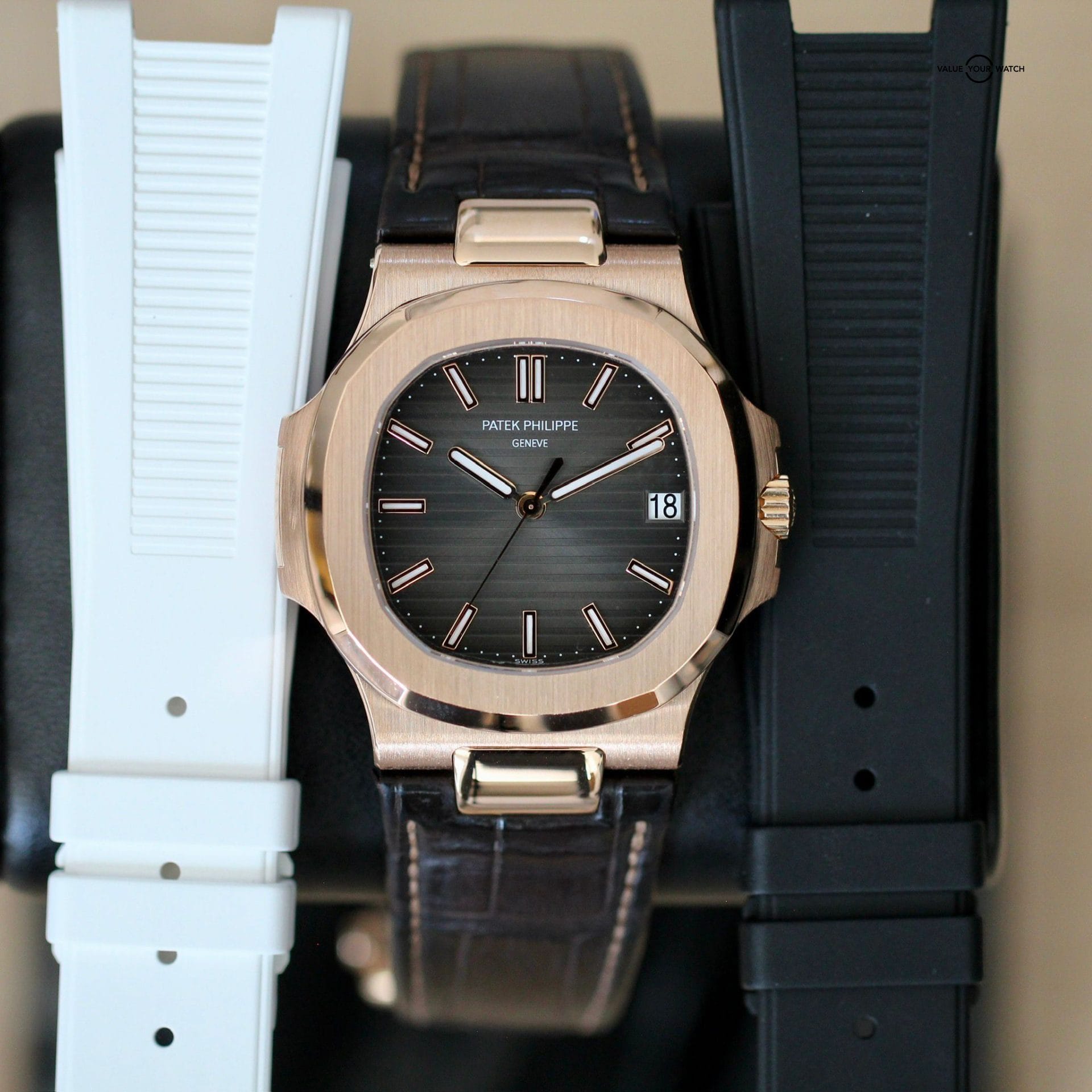 Patek Philippe Nautilus Rose Gold Leather - 5711R - Image 7