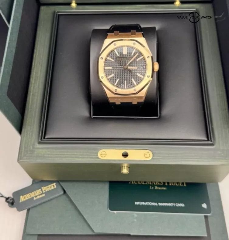 MINT 2023 Complete Set Audemars Piguet Royal Oak 18k Rose Gold Black Dial 41mm