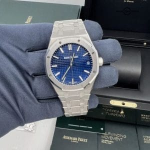 2021 Box Papers Electric Blue Dial 18K White Gold Audemars Piguet Royal Oak 41mm