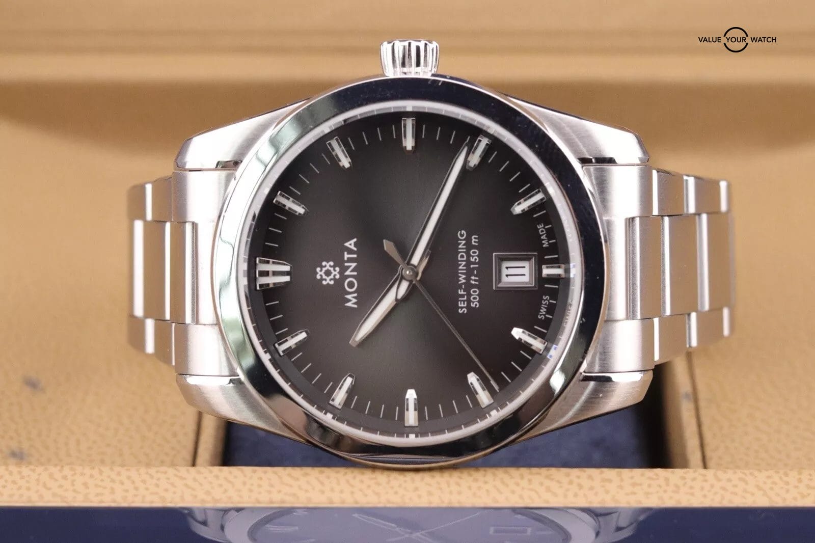 Monta Noble Anthracite Dial Watch | Sellita SW300 Automatic Watch | Complete Set - Image 3