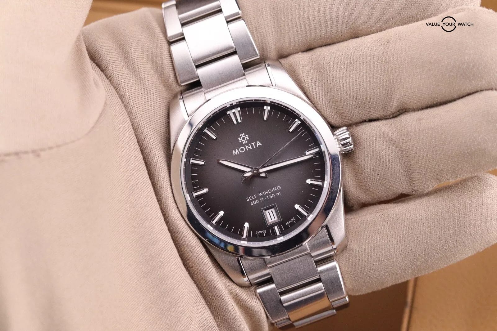 Monta Noble Anthracite Dial Watch | Sellita SW300 Automatic Watch | Complete Set - Image 8