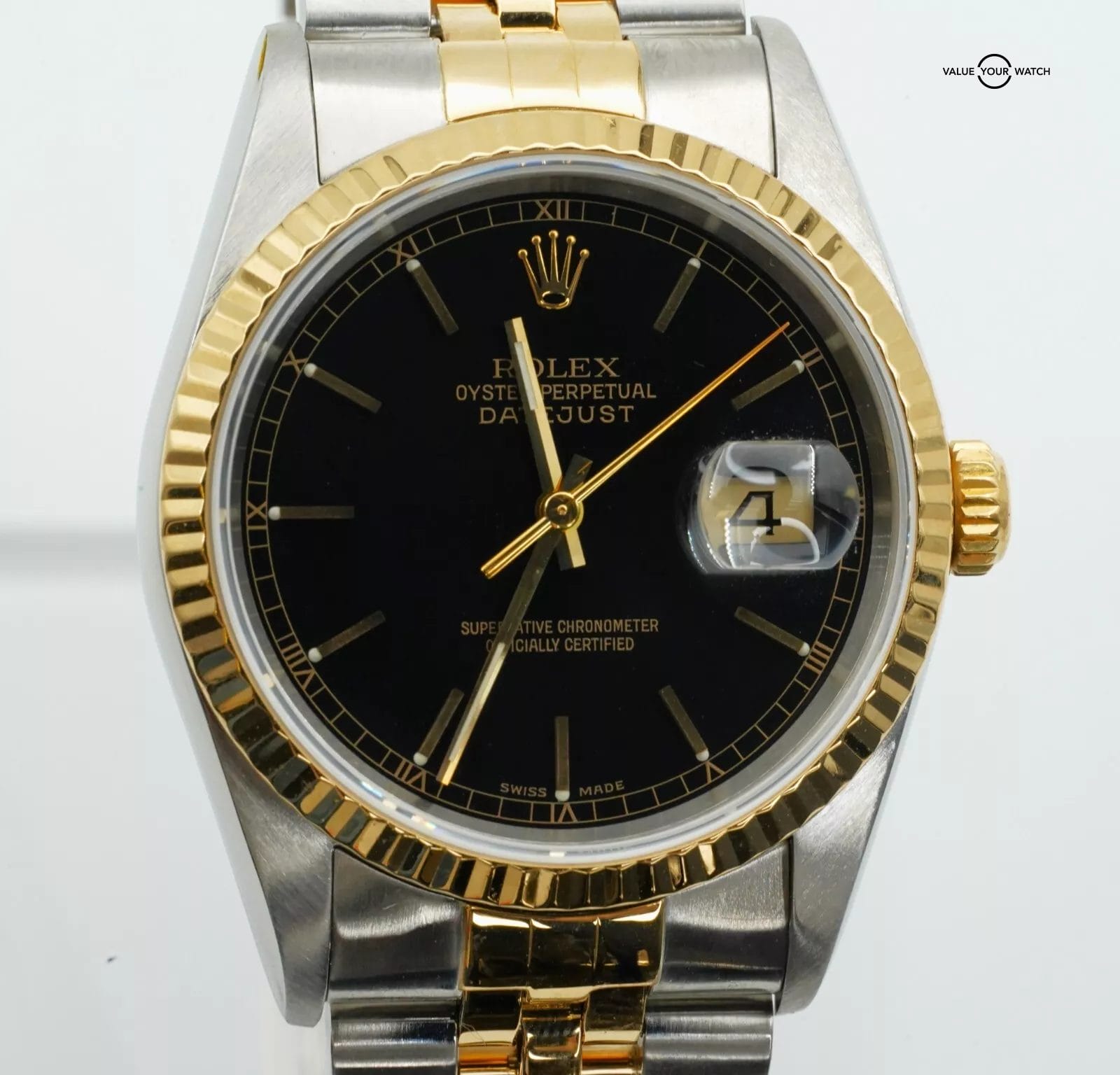 Rolex Datejust 16233 NO HOLES Black Dial 36mm 18K Yellow Gold/SS w/BOXES! - Image 7