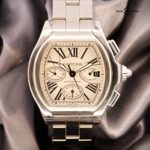 Cartier Roadster XL Chronograph Silver Dial MSRP $10,600 – W6206019 FULL SET