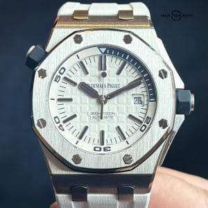 Audemars Piguet Royal Oak Offshore Diver White/Blue- 15710ST.OO.A010CA.01 Complete Set