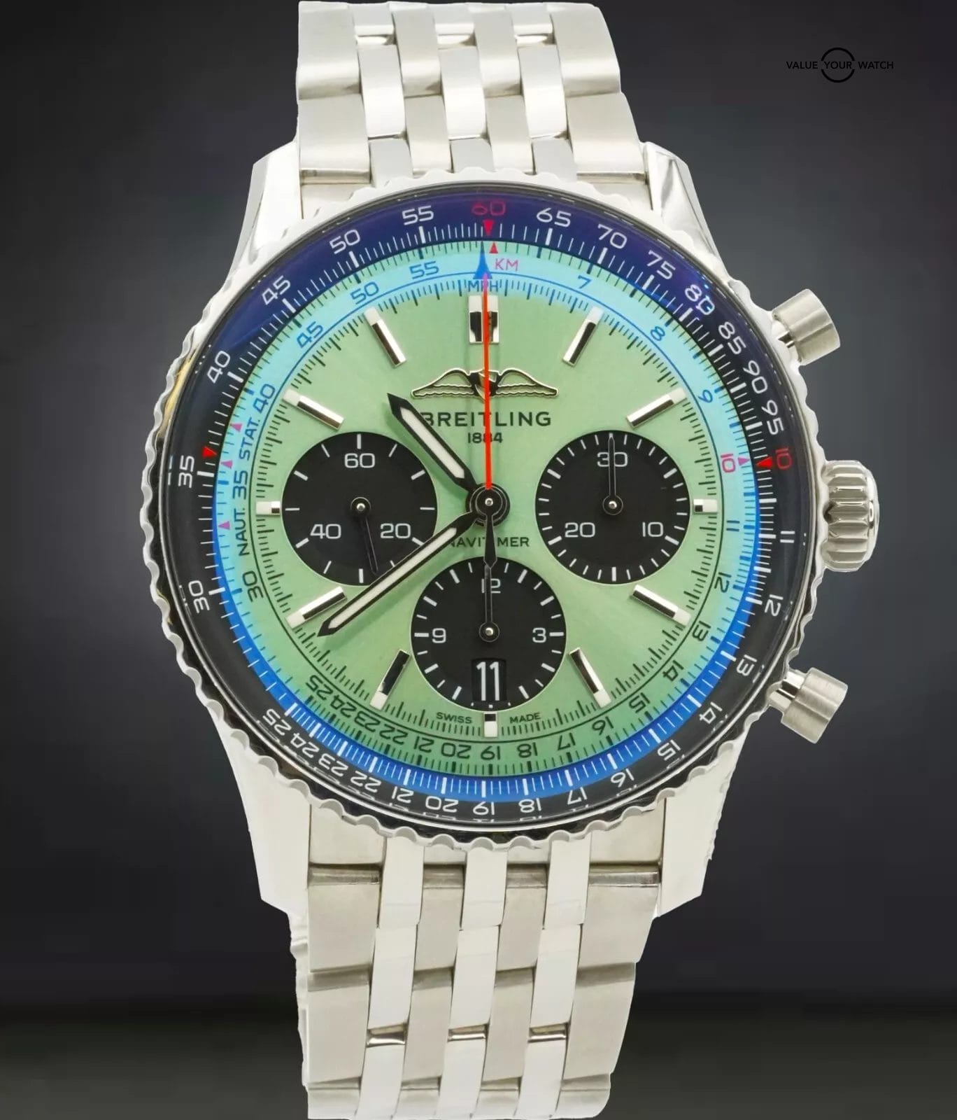 Breitling Navitimer 1 B01 Chronograph 43mm Green Dial 2 Extra Straps 2024 B/P!!
