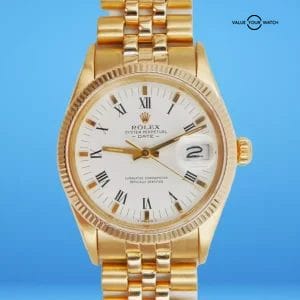 1981 ROLEX Date 15037 14K Yellow Gold 34mm Jubilee White Dial!