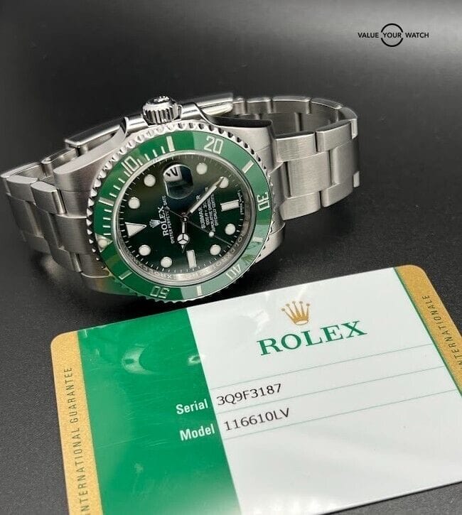 Rolex Hulk Submariner 116610LV 40mm watch 2016 card/papers - Image 4