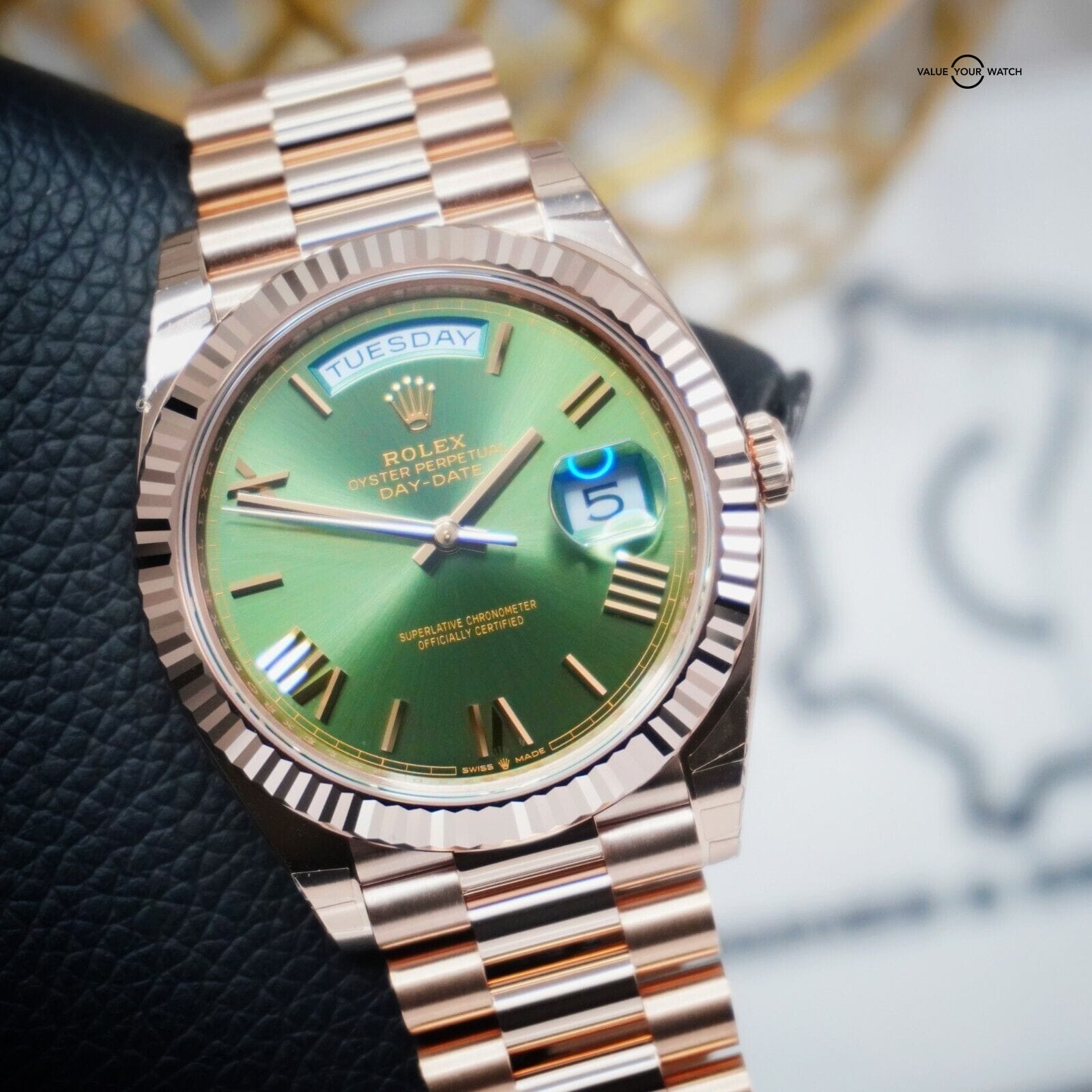 Rolex Day-Date 228235 Olive Dial President Bracelet Unworn BNIN B&P - Image 7