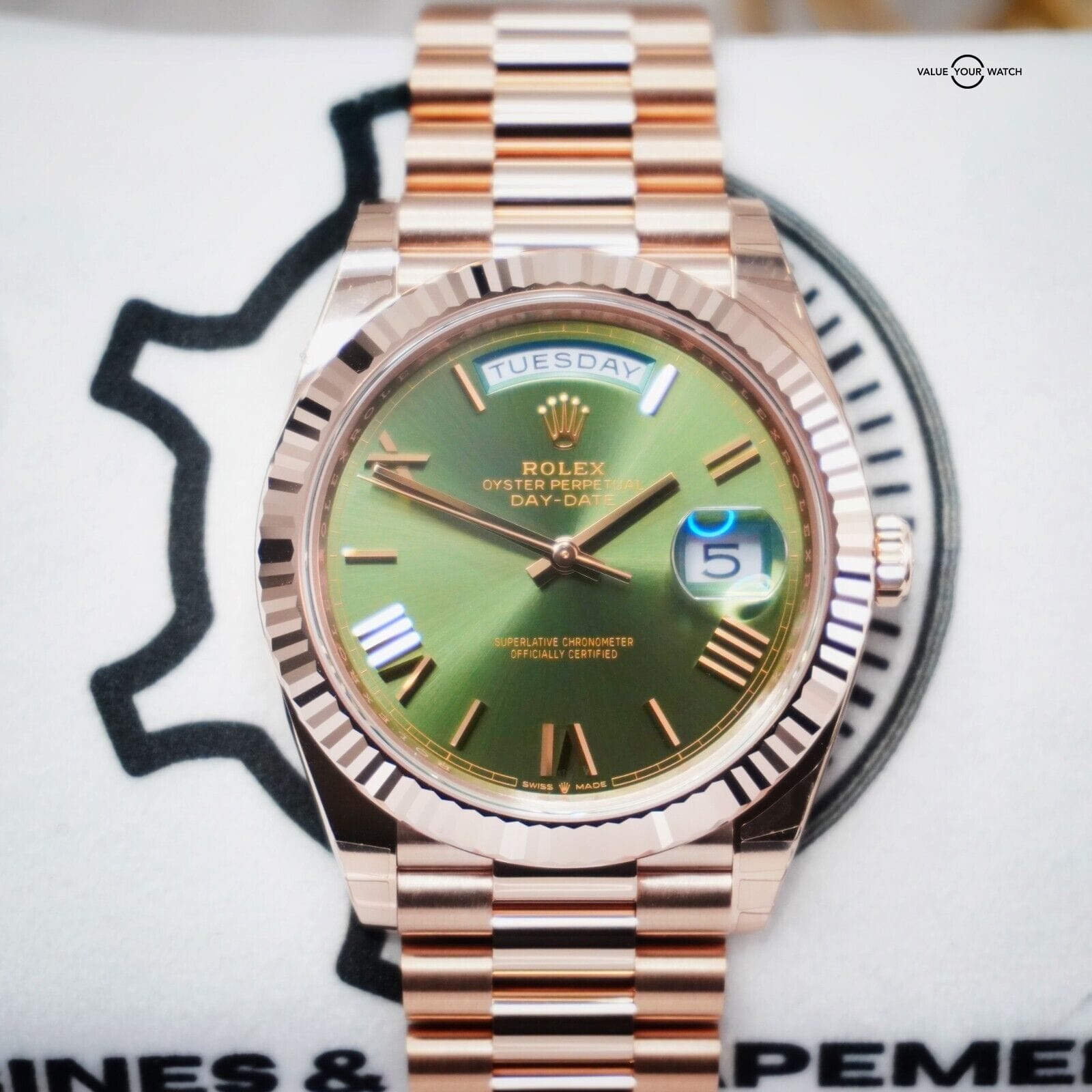 Rolex Day-Date 228235 Olive Dial President Bracelet Unworn BNIN B&P - Image 12